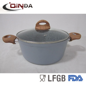 granite stone forged aluminum saucepot with 2 handles and oven safe